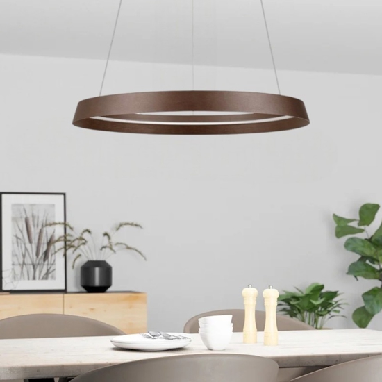 Lampadario moderno led circolare caffe spazzolato